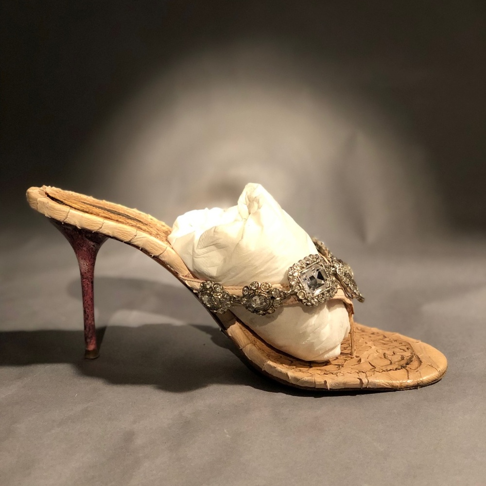 Le Silla Pink Snakeskin & Swarovski Crystal Slide